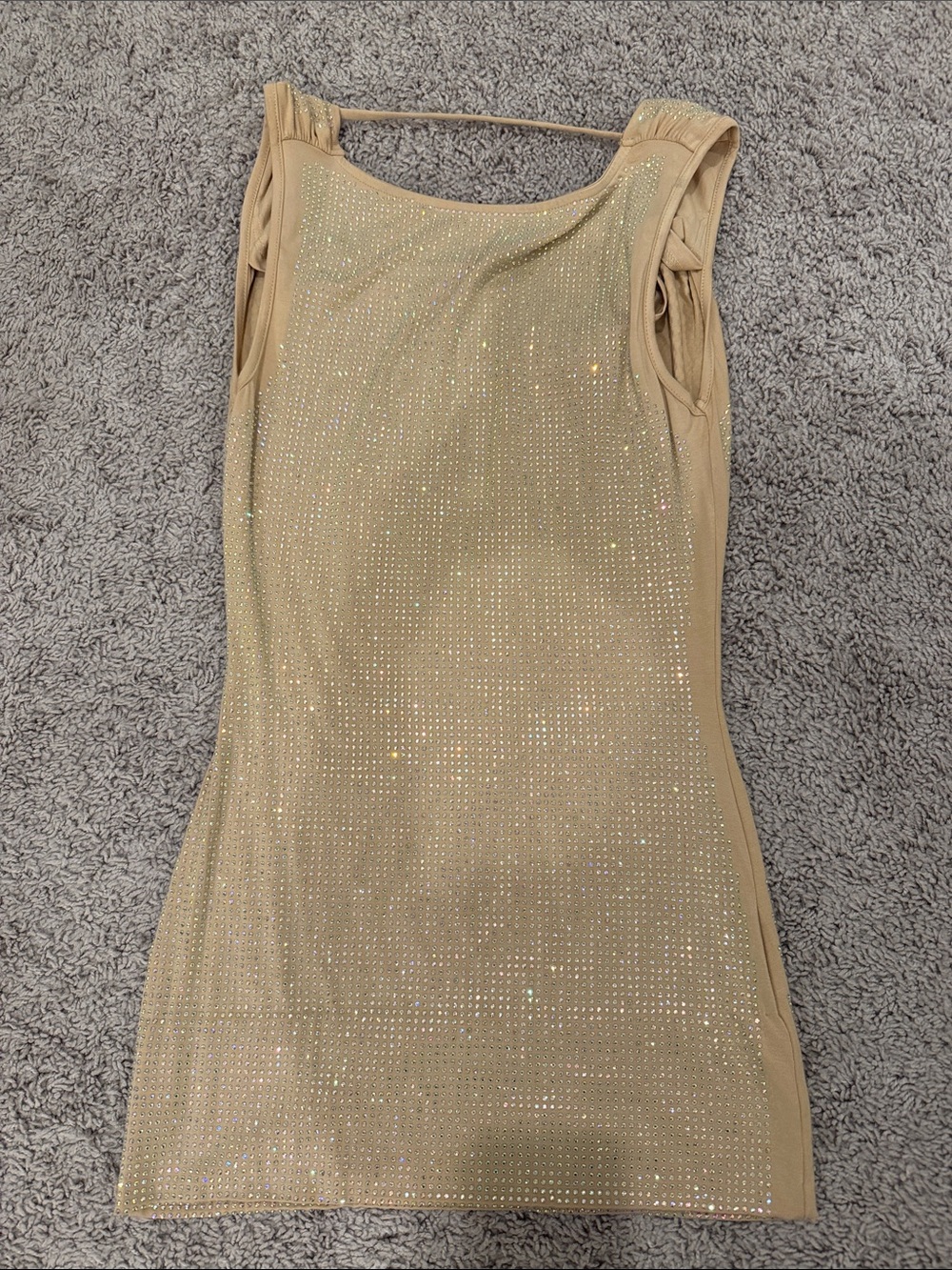 Nastygal Sleeveless Sparkle Bodycon Dress in Beige